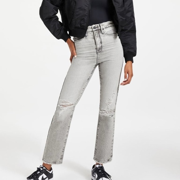 Good American Good Boy Distressed Jeans - Light Acid Wash - Picture 5 of 8